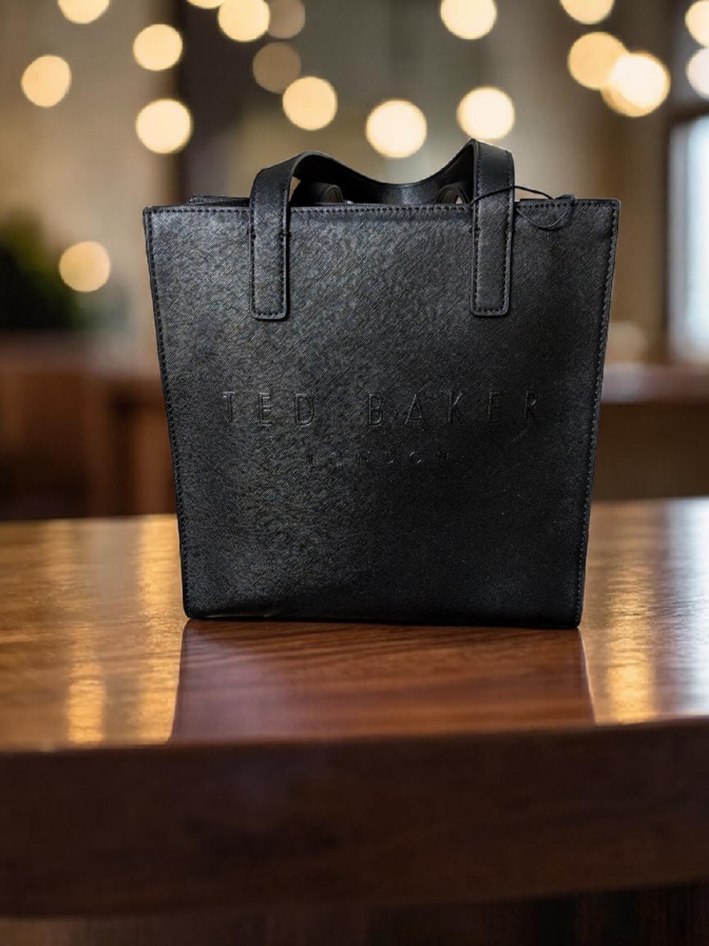 New! Ted Baker Black "The Icon" Leather Tote Bag (NWT) - Picture 2 of 10